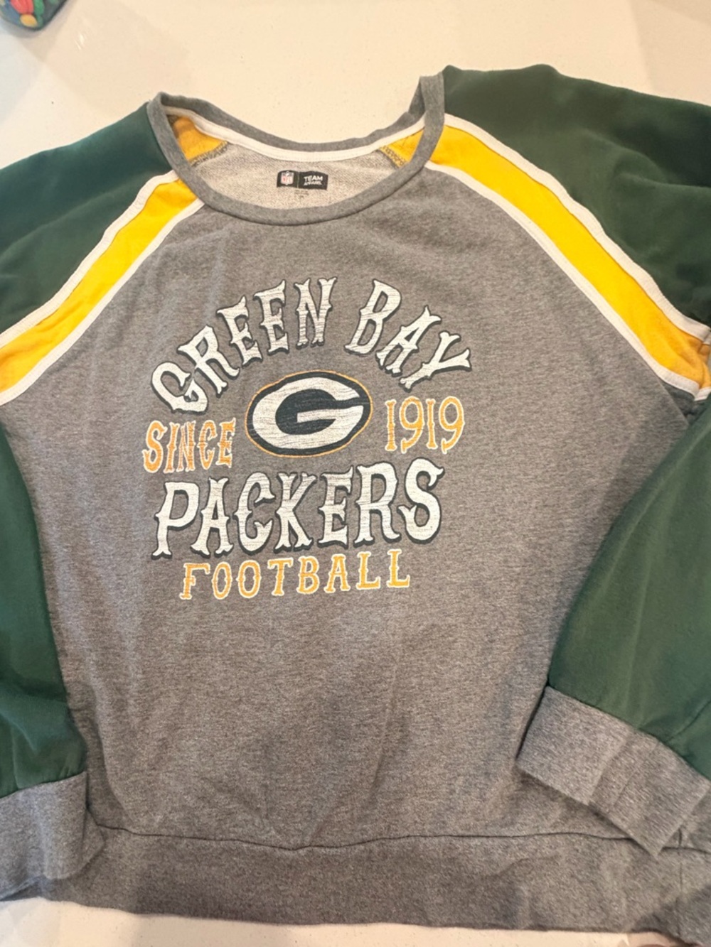 NFL Green Bay Packers Gray Crewneck with Green and Yellow Accents